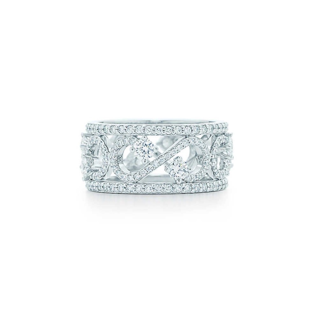 Tiffany & Co enchant scroll diamond platinum band ring - Picture 4 of 7